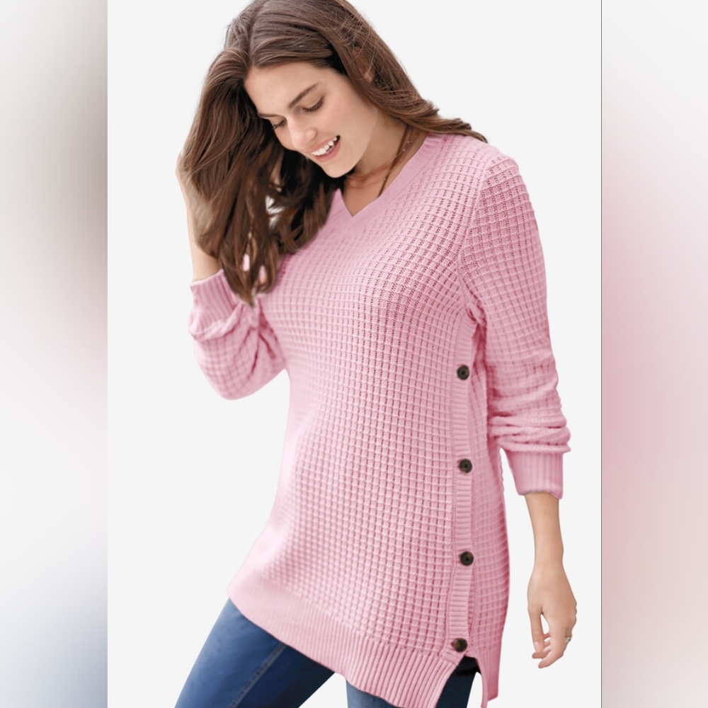 Woman Within Waffle Kit Sweater
